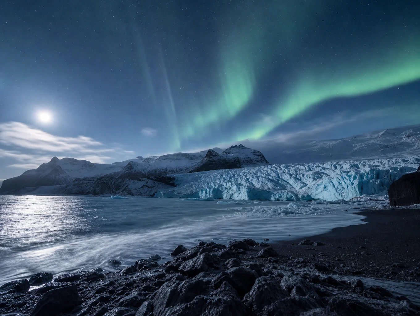 Scenic glacial landscapes and coastal horizon near Reykjavik, Iceland